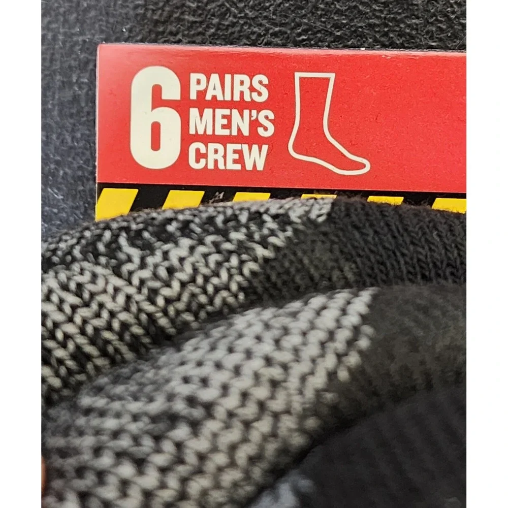 Dickies Size 12-15 Big and Tall Mens Dri Tech Crew Work Cushion Socks 6 Pairs